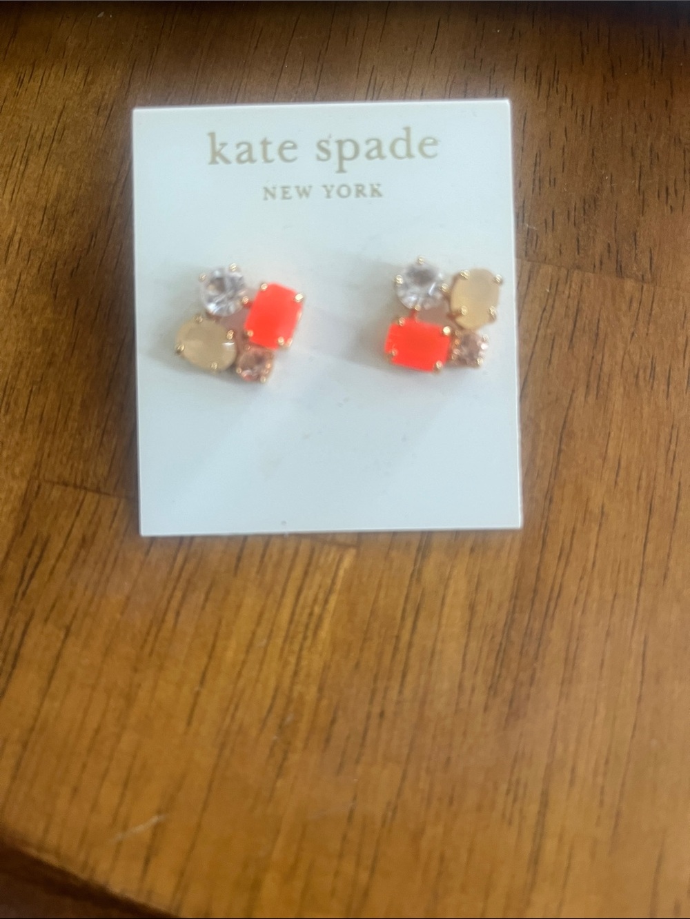 kate spade Kids Neon Orange & Gold Cluster Stud Earrings